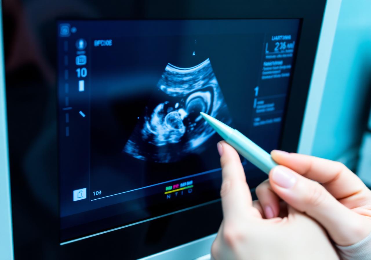 Trainee performing an obstetric ultrasound scan